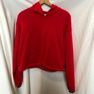 Pink Sweater Hoodie Short Red/Black accents Large